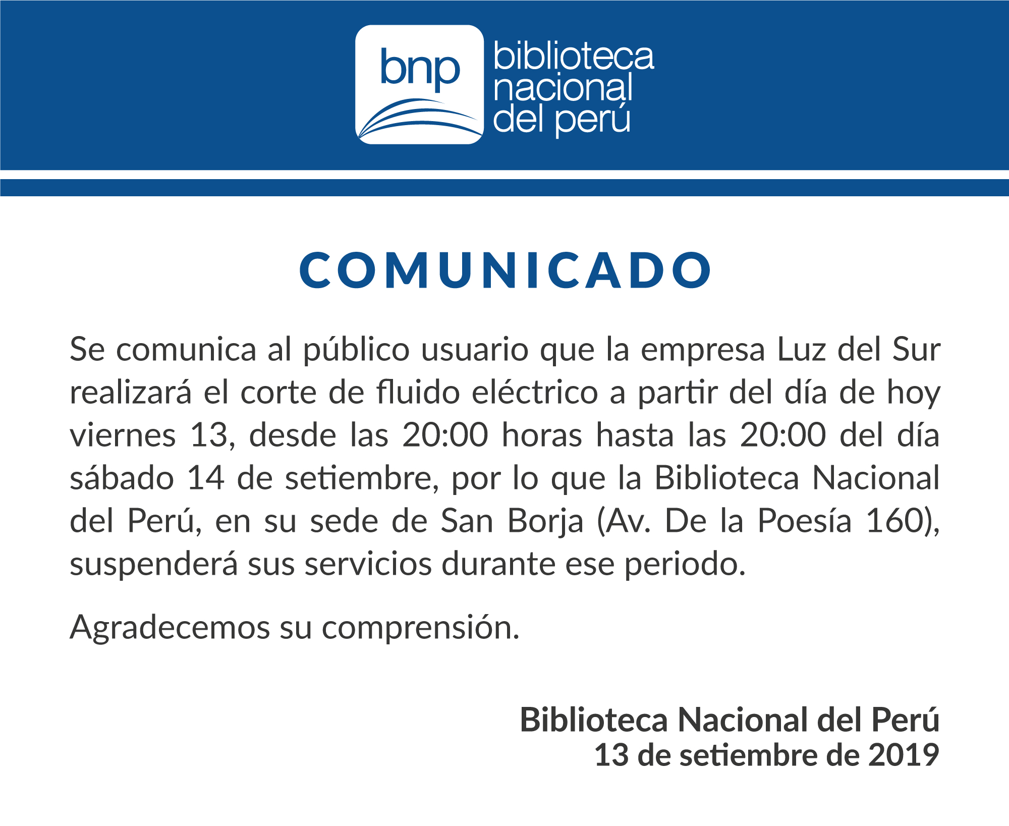 Comunicados Biblioteca Nacional Del Peru Bnp